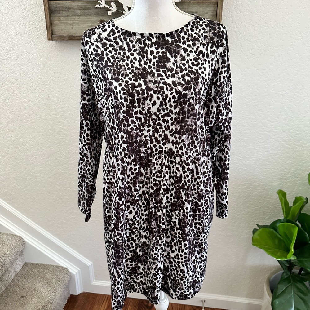 ASOS petite animal print tunic dress white black ladies US 10 Petite NWT